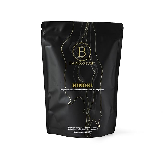 Bathorium Hinoki Mineral Magnesium Chloride Bath Flake, Relaxing Bath Soak with Japanese Hinoki, Detoxifying, pH Balanced for Women, Good for Sensitive Skin, 26 oz