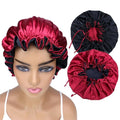 Adjustable Silk Satin Bonnet Hair Care Caps for Women Girls Loose-fitting Reversible Sleeping Cap Shower Caps Hair Wrap Bonnets (008 Wine/Black)