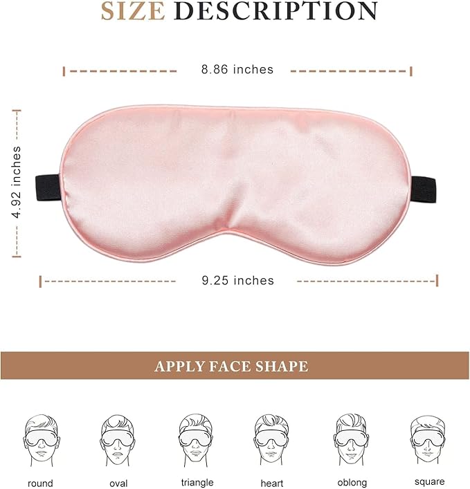 Sleep Mask Silk Eye Mask for Sleeping, Super Soft Blackout Eye Mask for Women Men, Side Sleeper Covers for Sleeping with Adjustable Straps, Travel Sleep Mask, 3 Pack