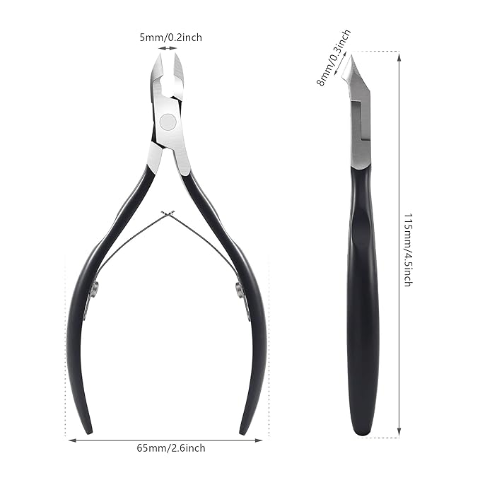 FERYES Cuticle Clipper Professional Manicure and Pedicure Cuticle Remover Tools, Medical Grade Stainless Steel Cutical Cutter, 8mm Jaw- 1 Piece (Black)