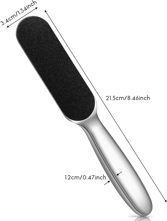 Mudder 2 Pieces Stainless Steel Pedicure Foot File Callus Remover Foot Scrubber Rasp with 20 Replaceable Coarse/Fine Double Side Reusable Pads for Care Cracked Skin Callus Remover Tool(Silver)