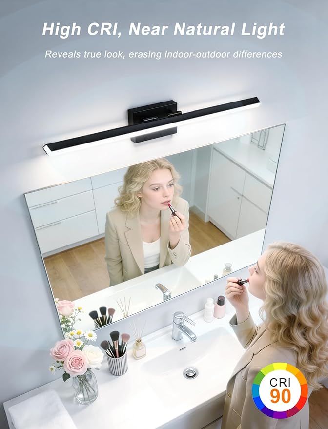 IZORRO Modern Bathroom Vanity Light 40 inch, Rotatable, 32W Dimmable Led Bathroom Light Fixture Over Mirror, Black Vanity Light Bar (Cool White 6000K)