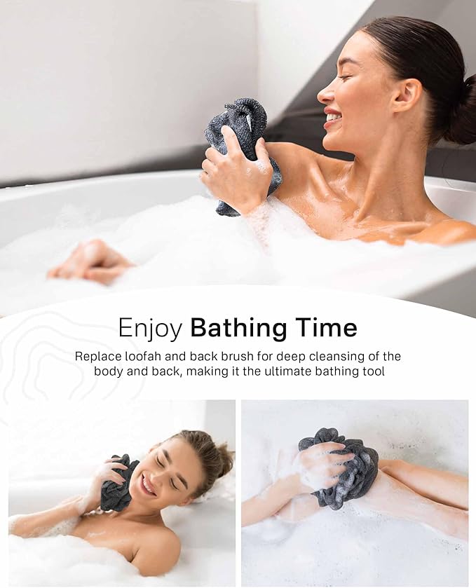 Yiclick Exfoliating Washcloth Towel - Exfoliating Body Scrubber, Back Scrubber for Shower, Loofah Sponge Wash Cloth, Korean Japanese & African Net Sponge Rag, Exfoliator Washer for Use in Shower Bath