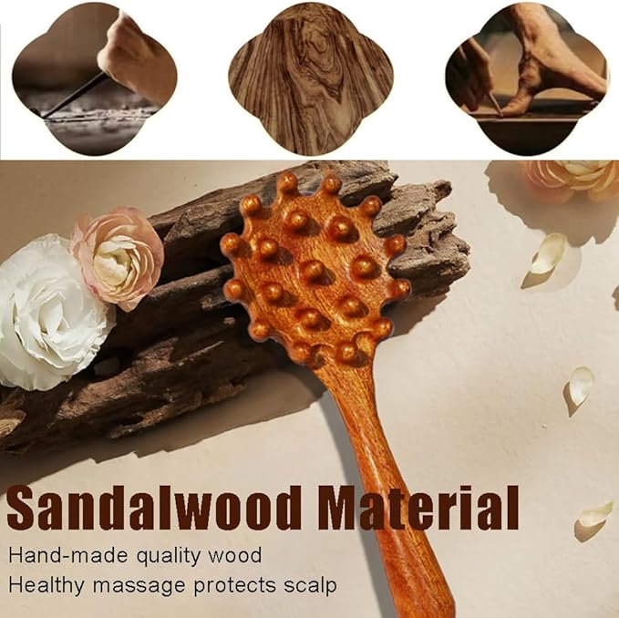 OULIGET Wooden Trigger Point Massage Tool,Sandalwood Comb Head Massager,Gua Sha Comb Tool for Headache,Back,Neck,Shoulder Relaxation