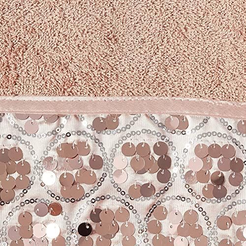 Zahari Home Sinatra Modern Bathroom Towel Set 3 Piece Towel Blush Bath Towel, Hand Towel and Wash Towel Luxury Contemporary Bling Blush Bath Towel Sets Soft Plush and Highly Absorbent - Image 3