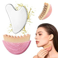 Lymphatic Contour Face Brush & Stainless Steel Gua Sha Tool Set – 2-in-1 Facial Massage Kit for Jawline Sculpting, Puffiness Reduction, Lifting & Relaxation, Lymphatic Drainage Brush with Storage Case