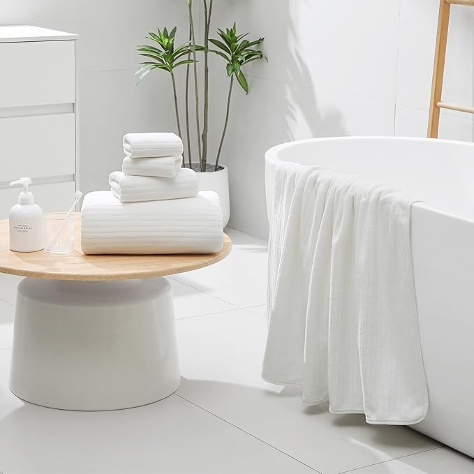 YTYC 39x78 Bath Sheets Extra Large Bath Towels for Adults Super Soft Absorbent Microfiber Oversized Bathroom Towels - White,2 PCS