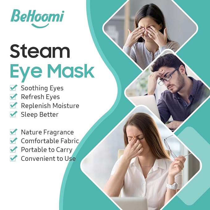 BeHoomi Steam Eye Mask, 10Packs Heated Eye Mask, Self Heating Disposable SPA Warm Compress for Eyes Sleep Mask, Travel Essentials & Relaxation Gifts for Women, Mothers Day Gifts (Unscented)