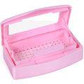 Plastic Sterilizing Tray-Sterilization Tray,Clean Sterilizer Box Storage Organizer for Nail,Tweezers,Hair Salon,Spa & Cutter Manicure Equipment-Clear Lid Pink