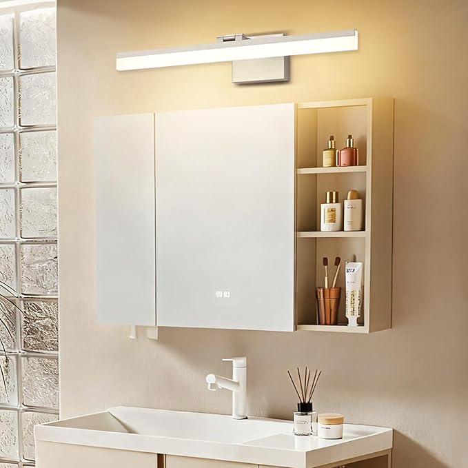 SOLFART 24 inch LED Vanity Lights Brushed Nickel Bathroom Light Fixture Bathroom Vanity Lights Over Mirror Vanity Lighting Fixtures 5 Color Temperature Dimmable Led Light Bar 5CCT