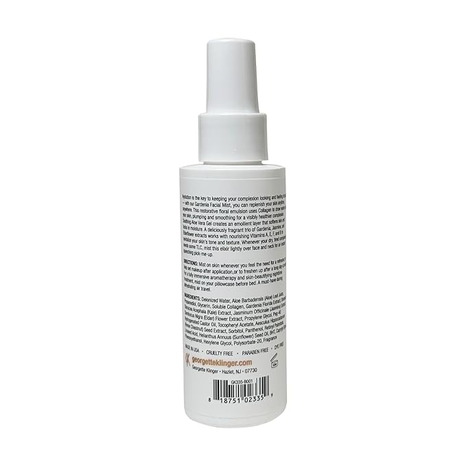 Georgette Klinger Gardenia Facial Mist - Collagen-Infused Face Spray, Long-Lasting Makeup, Hydration for Dewy and Smooth Skin, Anti Aging for All Skin Types- 4.2 oz