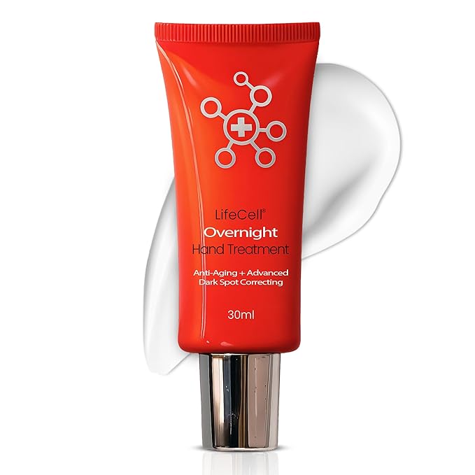 LifeCell Retinol + Vitamin C Overnight Hand Treatment – Anti-Aging Hand Cream for Dark Spots, Dryness & Fine Lines – Moisturizing Night Formula with Argan Oil – Unscented, Non-Greasy – 1oz