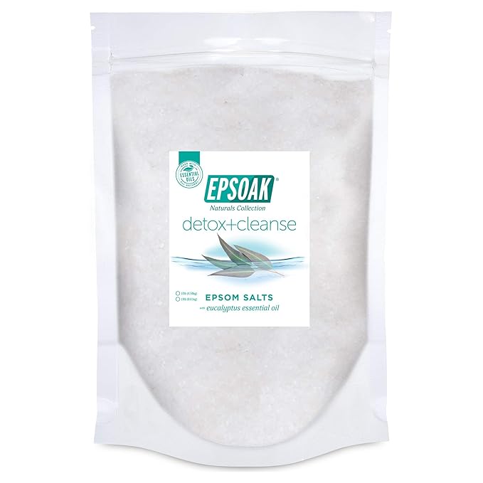 Epsoak Epsom Salt 19 lb. Magnesium Sulfate USP. Resealable Epsom Salt Bag Detox + Cleanse, Made in The USA, Cruelty-Free Certified