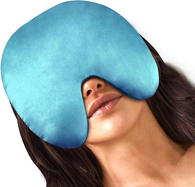RelaxCoo Microwave Heating Pad, Face Eye Mask Microwavable for Dry Eyes, Migraines, Headache, Sinus Pressure Relief and Relaxation, Warm Compress Eye Pillow Heat Pad, Blue