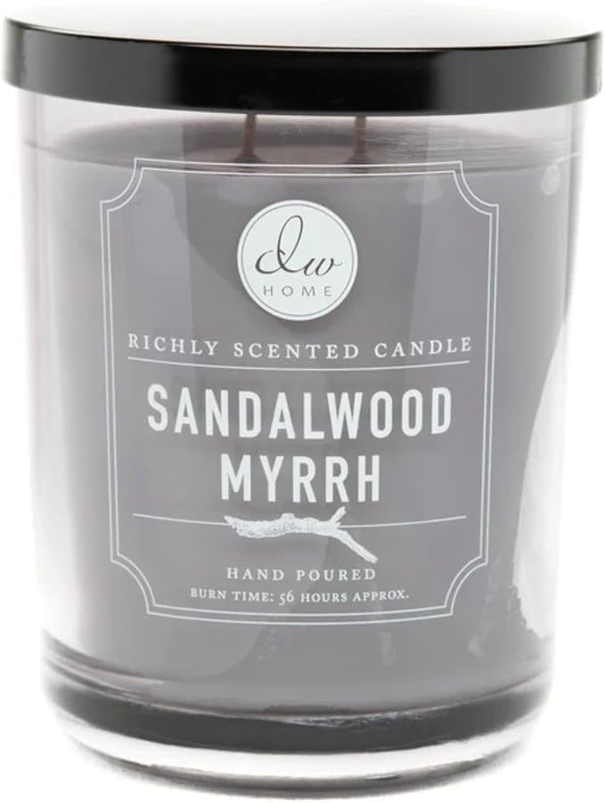 DW Home Sandalwood Myrrh Scented Candle for Home, 15 oz, Large Double Wick Candle Jar, Up to 56H Burn Time, Luxury Scented Candle for Relaxation, Gifting, Home Decor
