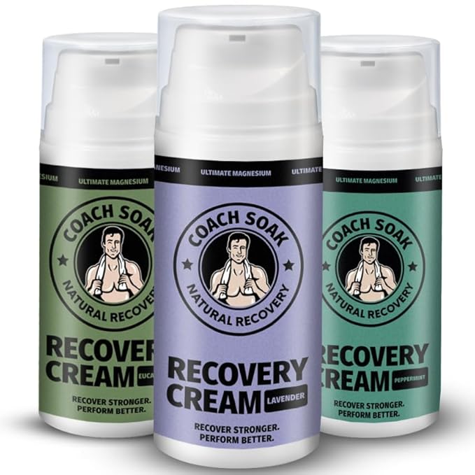 Coach Soak Magnesium Lotion with MSM - Magnesium Chloride & Menthol - Non-Greasy Alternative to Epsom Salt Lotion and Cream - Apply Before Sleep for Feet, Leg Cramps & Body - All Scents 10oz (3 Pack)