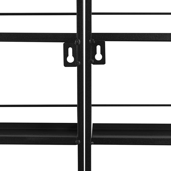 5 Tiers Wall-Mounted Nail Polish Storage Rack,Nail Polish Bottle Holder, 200 Bottles Organizer Shelf, with Lipstick Perfume Shelf for Home Spa Nail Salon Shop(Black)