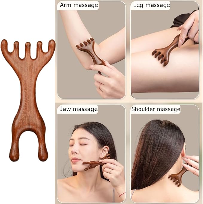 OULIGET Natural Wooden Nose Guasha Massage Tools Anti-Static, Eyes Facial Wood Gua Sha Tool,face Manual Massager Tool, Multifunctional Handheld Meridians Acupoint Massage Tool,1 Pieces.