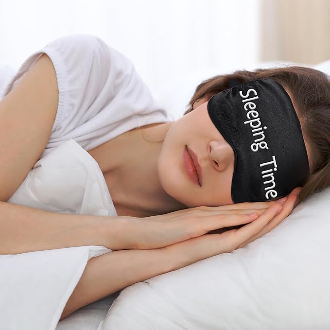 8 Pieces Funny Sleep Mask Silk Eye Mask with Adjustable Strap Soft Cute Blackout Blindfold Eye Cover for Women Men Full Night's Sleep, Travel, Nap, Meditation(Dark Colors)