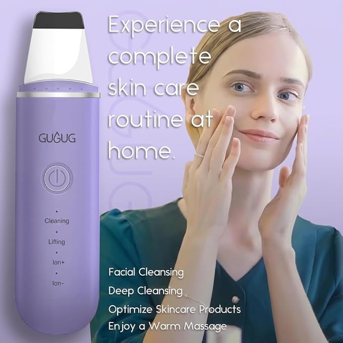 GUGUG Skin Scrubber Face Spatula, 4 Modes Skin Spatula Blackhead Remover Pore Cleaner-Purple