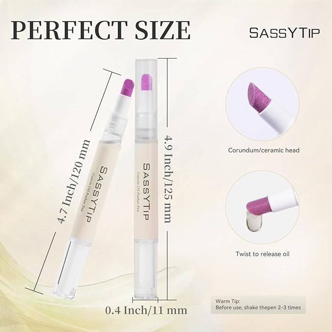 Ceramic Cuticle Pusher & Oil Pen, 2ml Rose/Lavender/Fragrance Free Scented Nail Care Pen, Gentle Cuticle Remover for Dry & Damaged Nails, Moisturize Strengthen Brighten (Beige)