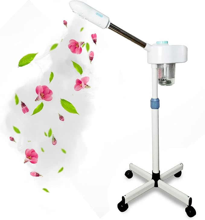 JJ Care Ozone Facial Steamer - Professional Facial Steamer for Esthetician with 2 Operating Modes - Steam Only & Ozone Steaming Herbal & Aromatherapy Feature and 360° Rotating Spray Head