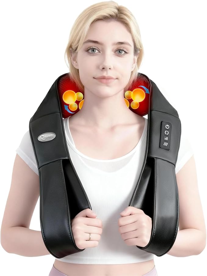 cotsoco Neck Massager, Shiatsu Shoulder and Back Neck Massager with Heat, Neck Massager Pillow for Neck for Body Muscle Pain Relief, Neck Massager Gifts for Mom Dad Women Men, Home, Office Car Use