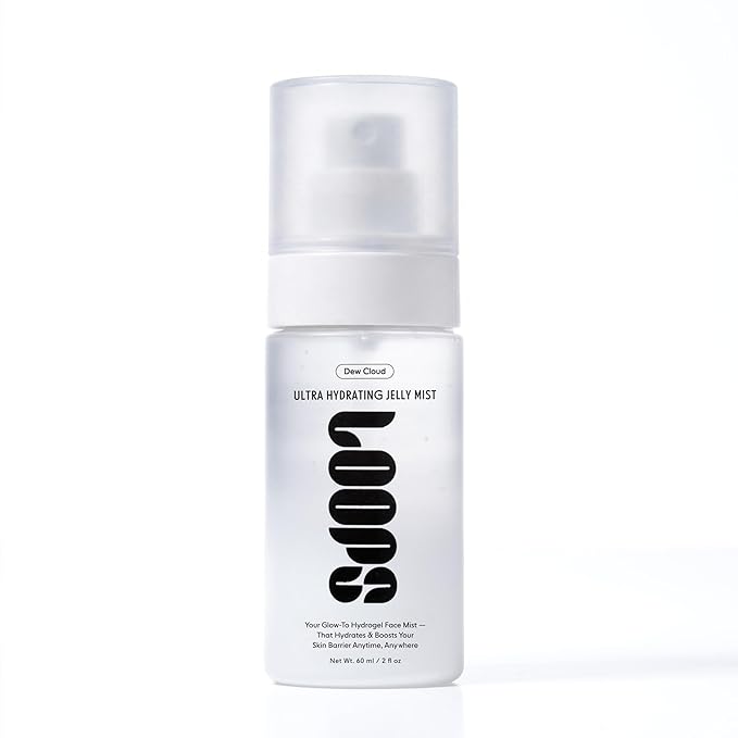 LOOPS Beauty Dew Cloud Ultra Hydrating Korean Jelly Mist – Barrier-Repairing Facial Spray with Polyglutamic Acid, Snow Mushroom & Ceramides – Plumping & Moisturizing Micro-Gel Mist – 1.7 fl oz