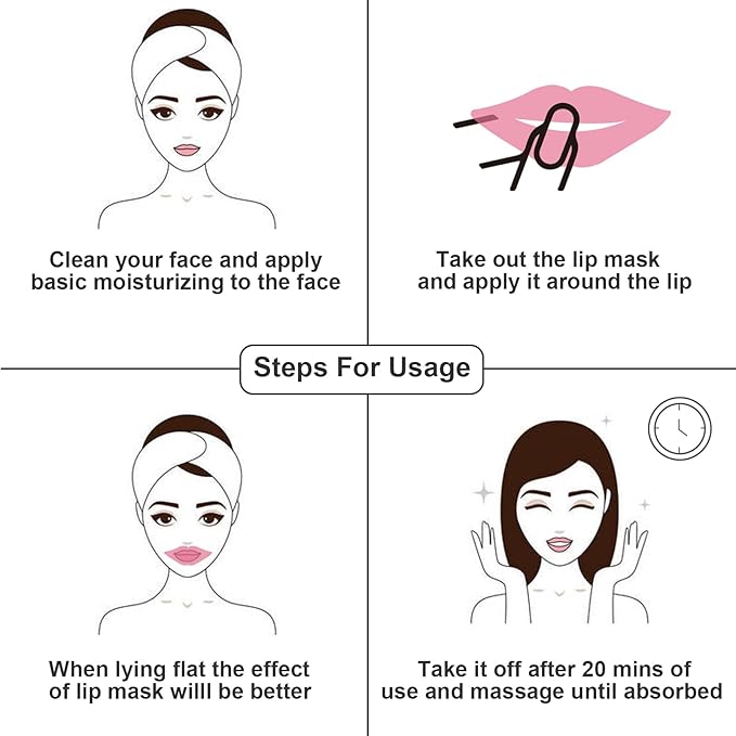 Adofect 30 Pieces Peach Moisturizing Collagen Lip Masks Crystal Lip Care Gel Pads Patches, Mouth & Lips Age Defying Masques - Great for Anti-Chapped, Anti-Wrinkle, Plump Your Lips, Rose Red