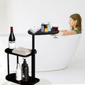 3 Layer Bathtub Tray Table,Bamboo Swivel Bathtub Side Table Height Adjustable,Freestanding Bathtub Tray for Tub Against Wall,Bathtub Accessories&Bathroom Organizer for Luxury Home Spa (Black)