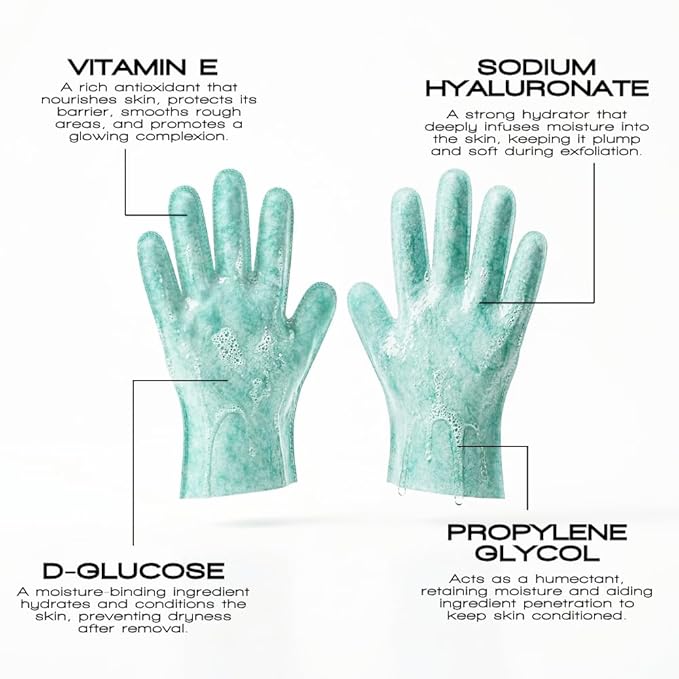 Rose & Caramel Purity Self Tan Remover Gloves, 4 in 1, Removes self tan, smooths skin, boosts skins performance & enhances skins apperance (6 Pairs of Gloves)