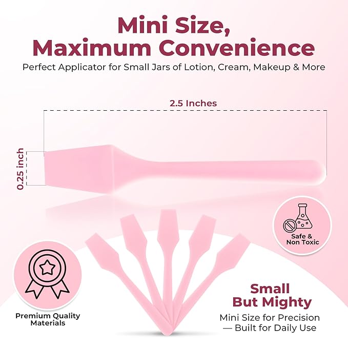 Kopperko Mini Face Cream Spatula (2.5", 500 Pack) - Small Lotion Spatula Tool for Skincare, Creams & Crafts | Skincare Applicator for Mixing, Cosmetic, Face Mask | Disposable Makeup Paddles | Pink