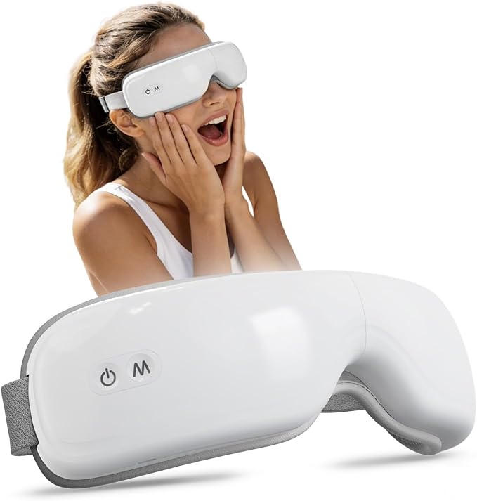 Pinailon Eye Massager,Rechargeable Heated Sleep Mask for Comfort and Relaxation Music,Soothes Tired Eyes,Fast Heating,180° Foldable, Eye Mask for Her Him