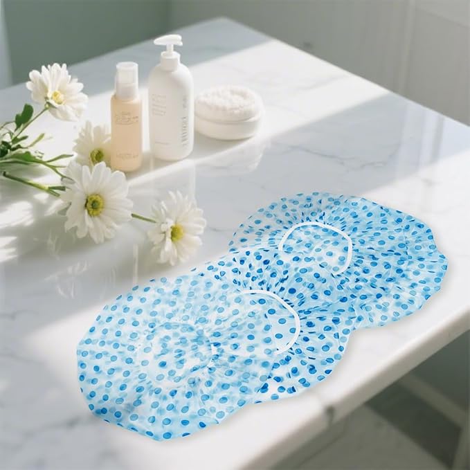 18 Pack Shower Caps for Women,Waterproof Reusable & Disposable Adjustable Bath Caps For Spa Long Hair Travel Saunas (Blue)