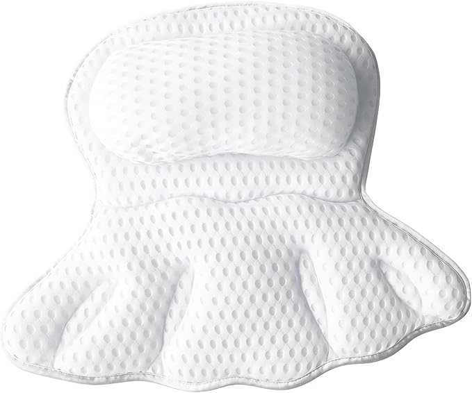 Luxury Bathtub Pillow, 4D Air Mesh Soft Bath Pillow for Tub, Non-Slip Suction Cups Bath Cushion, Ergonomic Head Neck Back Support Bath Pillow, Comfortable Spa Bath Accessories Gift for Women
