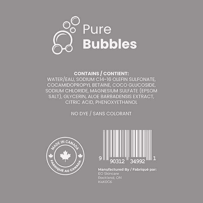 Luxury Unscented Foaming Bath - Natural Fragrance-Free Bubble Bath with Aloe Vera and Epsom Salt - Pure Bubbles Scent (Unscented), 33.8 fl oz / 1L