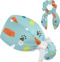 Ethnic Aztec Pattern Adjustable Scrub Cap Hat with Button, Working Hat Sweatband with Bow Hair Scrunchy for Woman