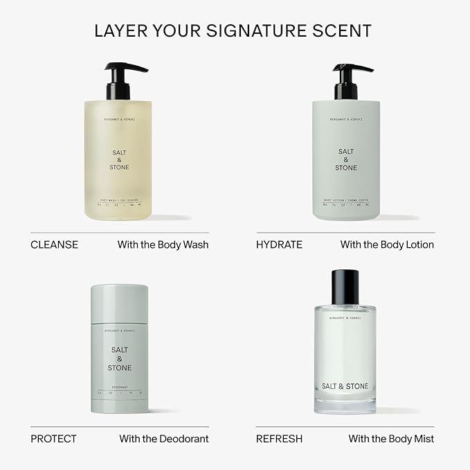Salt & Stone Body Lotion for Women & Men | Bergamot & Hinoki | Hydrates, Nourishes & Softens Skin | Restores Dry Skin | Fast-Absorbing | Cruelty-Free & Vegan | 15.2 fl oz