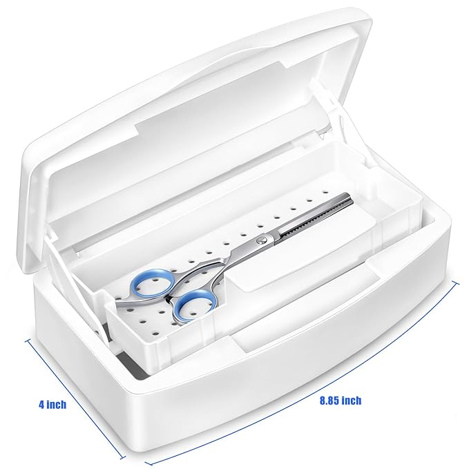 Plastic Sterilizing Tray,Tool sterilization box,Nail Tools Plastic Sterilizing Box Beauty Tool Sterilizing Tray Disin-fection Box,Tweezers,Hair Salon,Spa & Cutter Manicure Equipment-(White)