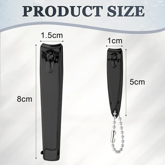 Bememo 24 Pcs Stainless Nail Clippers Set 2 Sizes Fingernail and Toenail Clippers with Chain Nail Cutter Tool Set Portable Travel Manicure Kit for Men Women Homeless Care Package Supplies (Black)