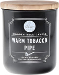 DW Home Warm Tobacco Pipe Scented Candle for Home, 12 oz, Wooden Wick Candle Jar, Up to 40H Burn Time, Luxury Scented Candle for Relaxation, Gifting, Home Decor