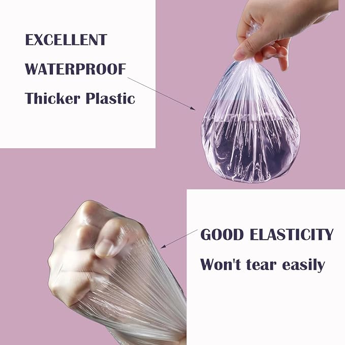 30 Pcs Disposable Shower Caps, Clear Plastic Bath Caps for Hair Treatment, Spa, Home, Kitchen, Hotel, Travel (17.3 Inch)