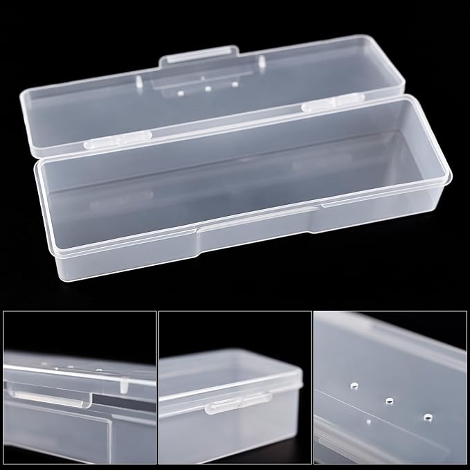 4Pcs Transparent Storage Boxes For Nail Tool Professional Pedicure Manicure Tools Set Plastic Nail Art Tool Box Storage Case Nail Supplies, White & Pink