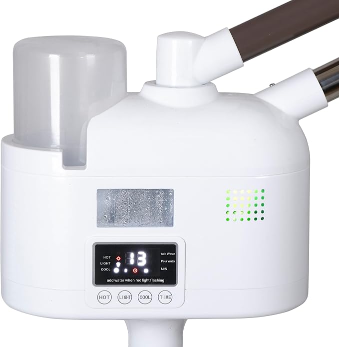 HomGarden Pro 3 in 1 Facial Steamer for Face Deep Cleaning, 5X LED Floor Magnifying Lamp UV Ozone Hot/Cool Mist Function Face Steamer Salon Spa Beauty Skin Care Equipment