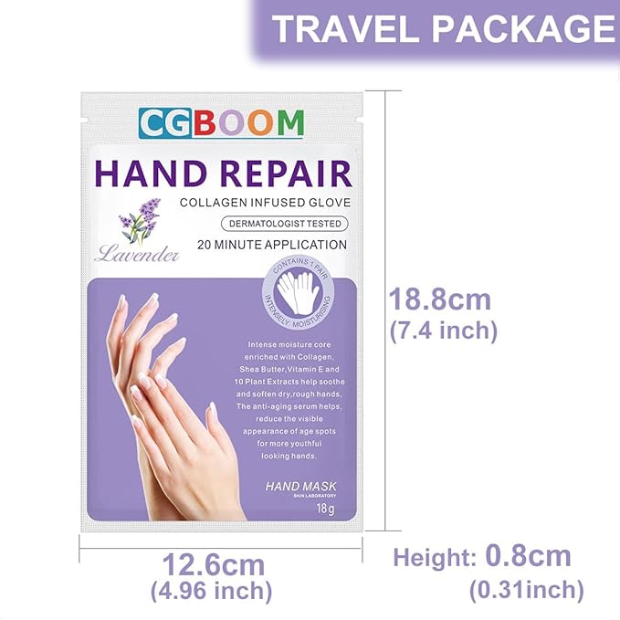 Hand Mask Moisturizing Glove 3 pack, Hand Peel Mask Exfoliating Gloves, Hand Repair Glove for Dry Hands Treatment, Remove Dead Skin, Rough Skin, Lavender