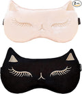 Cute Cat Sleep Mask for Kids, 2 Pack Silk Sleeping Eye Cover Adjustable Mask Night Eyeshade Cover for Girls Boys Women Men Sleep Travel Nap Party Supplies