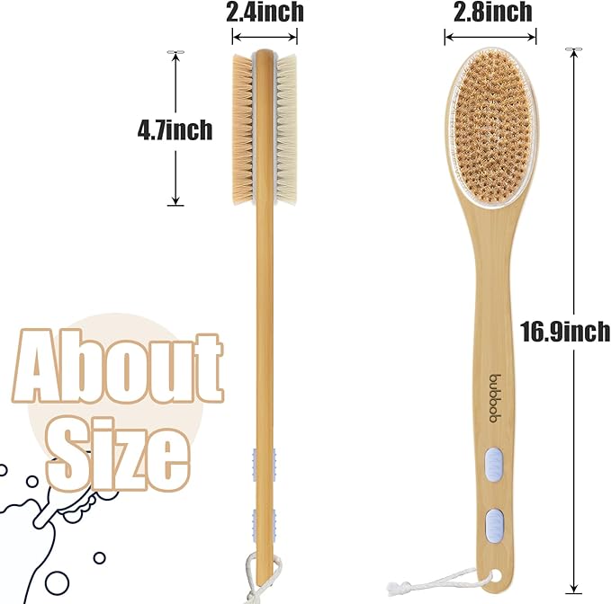 Back Scrubber for Shower,Bath Brush with Long Handle,Bath Brush Body Exfoliator for Wet or Dry Brushing,Men and Women (2 Pack)