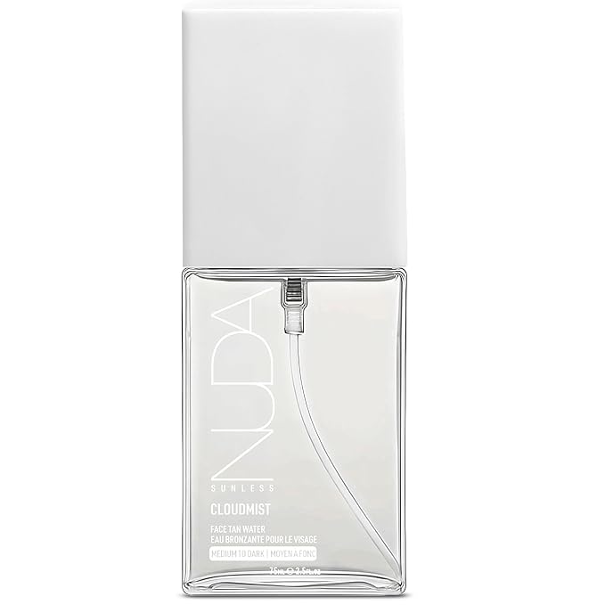 Nuda CloudMist Face Tan Water | Buildable Facial Tanning Mist for Medium to Dark Complexions | Infused with Vitamins and White Tea & Rosehip Extracts | Lightweight, Bronzer-Free Formula, (2.5 Fl Oz)