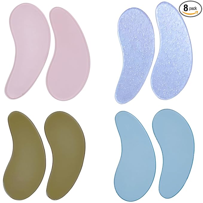 Under Eye Patches for Lash Lift and Eyelash Extension - Durable Gel Pads to Separate Upper & Lower Lashes - Sticky Moon Shape Patch Fits Eyelids - Eyelash Mask Cover in 4 Colors