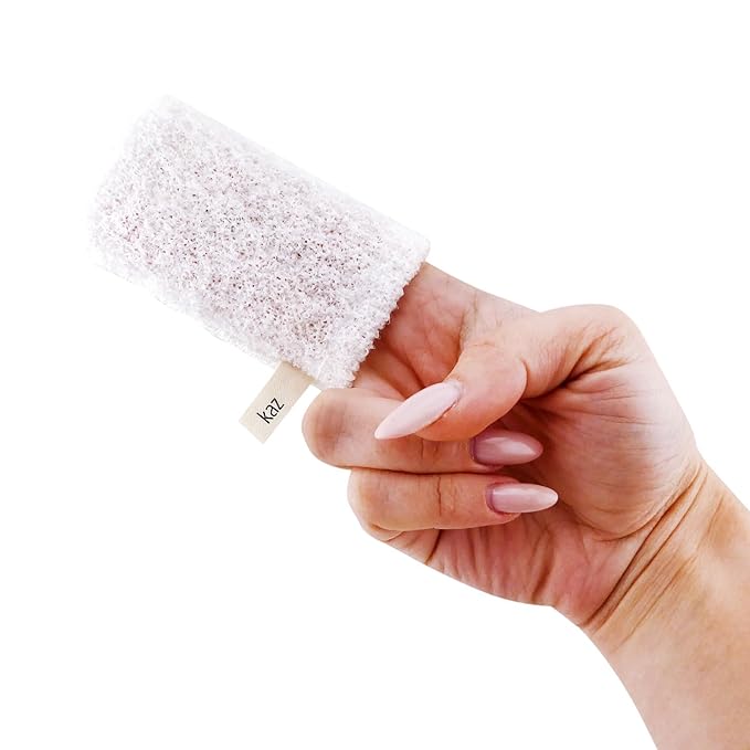 Waxness Kaz Exfoliating Mini Glove Finger Scrubber for Dead Skin Removal & Gentle Facial and Body Exfoliation, 4 Pack – Professional Skin Care